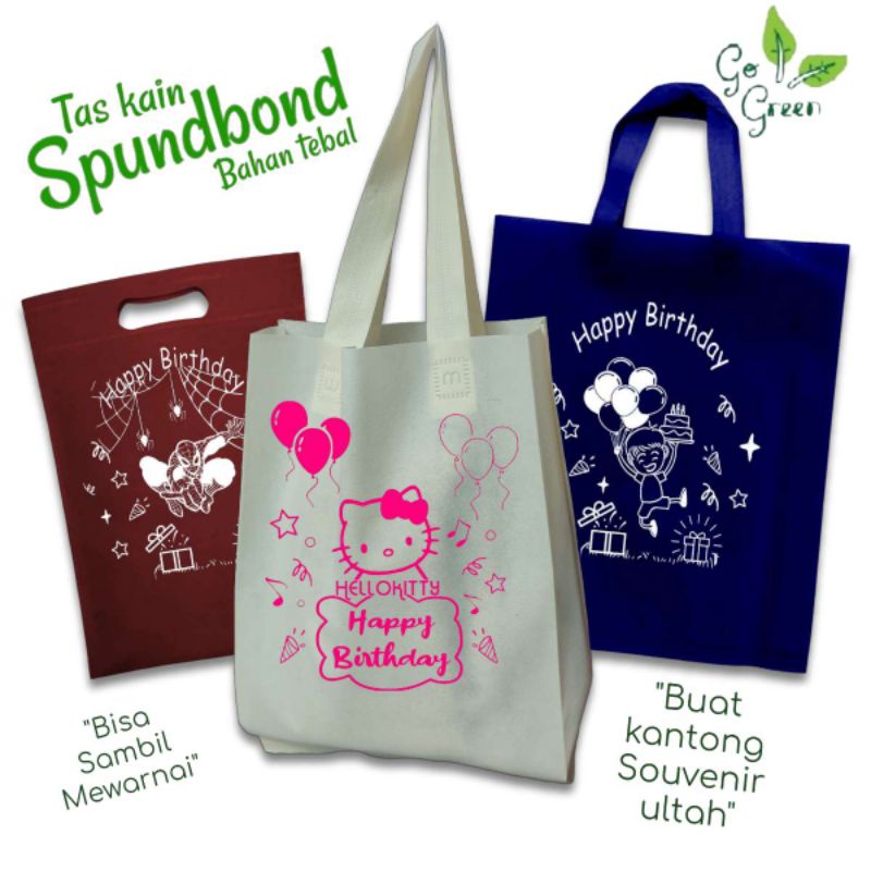 Tas Kain Spunbond Goodie Bag Souvenir Ulang Tahun Anak Laki laki perempuan Kantong Paper bag Bingkis