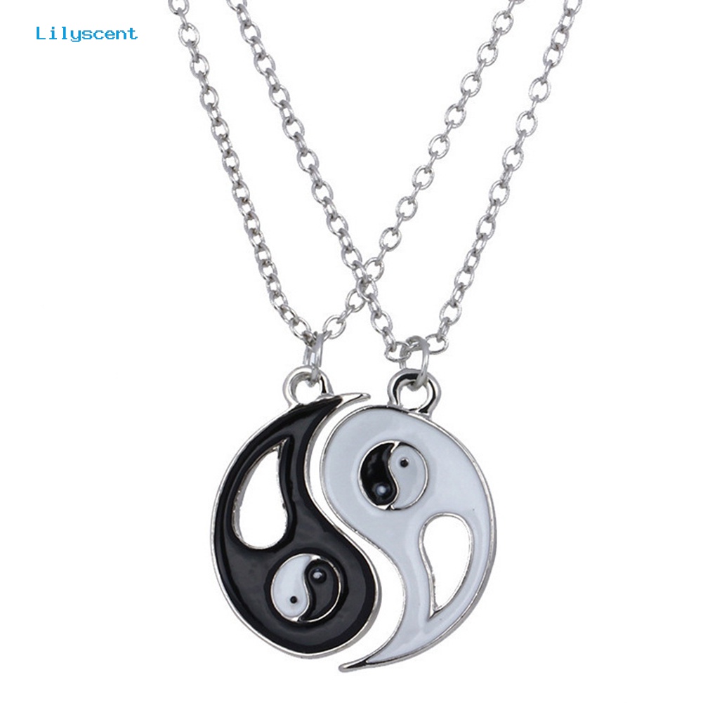 [LS] 2pcs/set Unisex Taiji Bagua Liontin Pencocokan Kalung Adjustable Perhiasan Hadiah