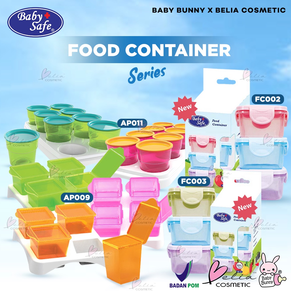 ❤ BELIA ❤ BABY SAFE Multi Food Container AP009 4 x 50ml | FC002 3 x 60ml tempat wadah makanan bayi bisa microwave | BABY BUNNY
