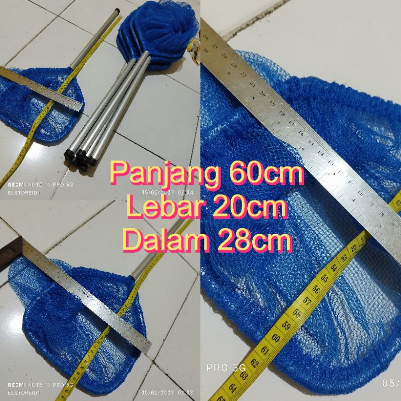 SEROK IKAN Almini Penangkap Ikan Panjang 60cm lebar 20cm kedalaman Serok 28cm