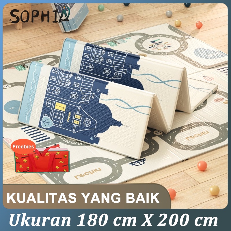 Karpet Lipat Playmate Bayi Karpet Bayi 180x200 cm XPE Matras Bayi Playmat Bayi Foam Lipat