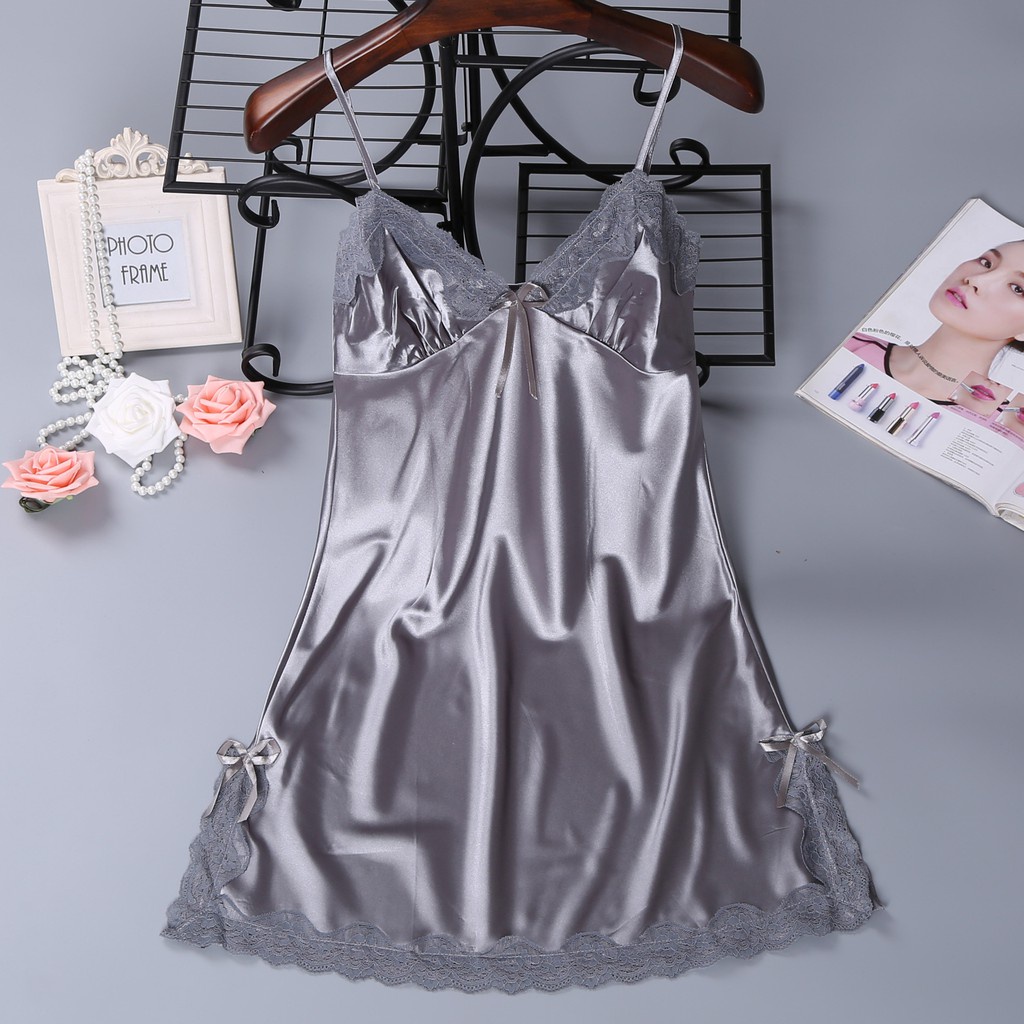 Lingerie Set Sexy baju tidur Tanpa Lengan original impor lace pakaian dalam wanita sexy lingerie-GRAY