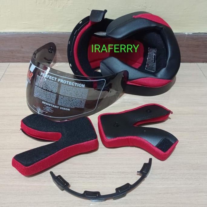 Paket komplit busa dan kaca visor helm kyt RC7 RC 7 warna hitam smoke