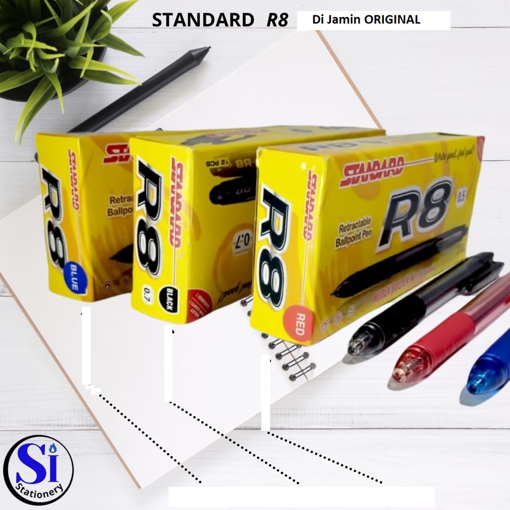 

Pulpen Standard R8 0,7mm Asli/Standard Pen R8 Original 1Pack isi 12Pcs