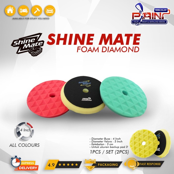 SHINEMATE Busa Poles Diamond Foam Pad 4 Inch - All Colours