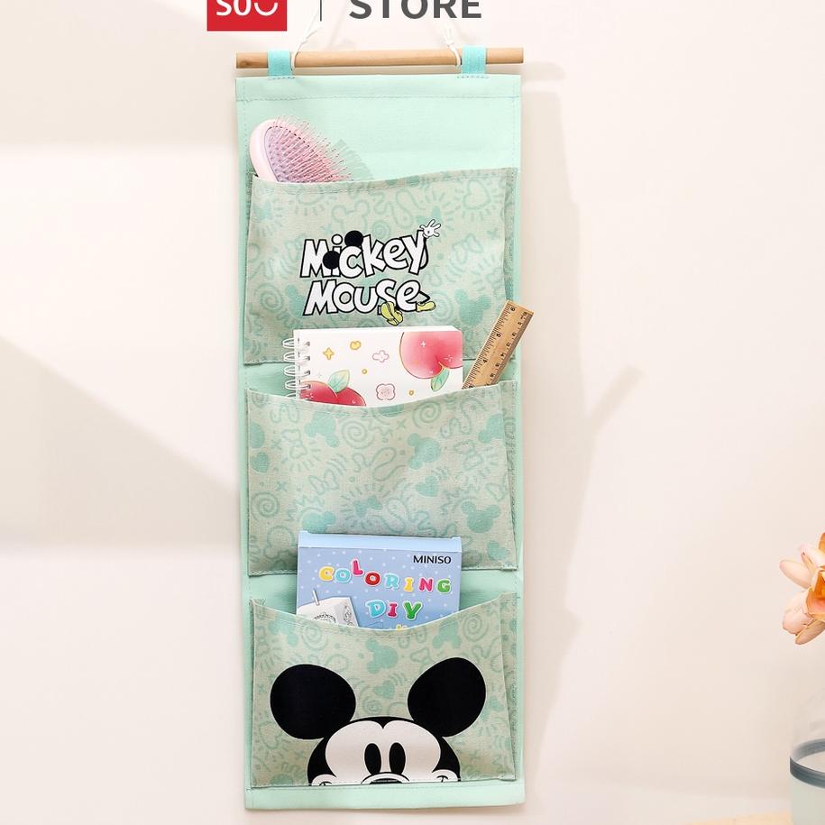 ✨STAR✨ MINISO Gantungan 3 Pouch Gantung Storage Bag Gantung 3 Pocket tas penyimpanan gantung Mickey 