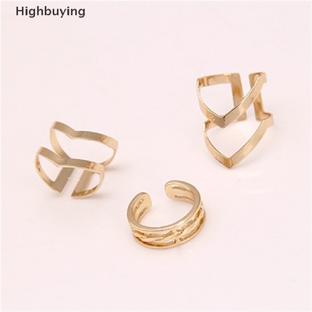 Hbid Aksesoris Fashion Perhiasan New Punk Cuff Finger Ring 3pcs/set Hadiah Untuk Wanita Glory