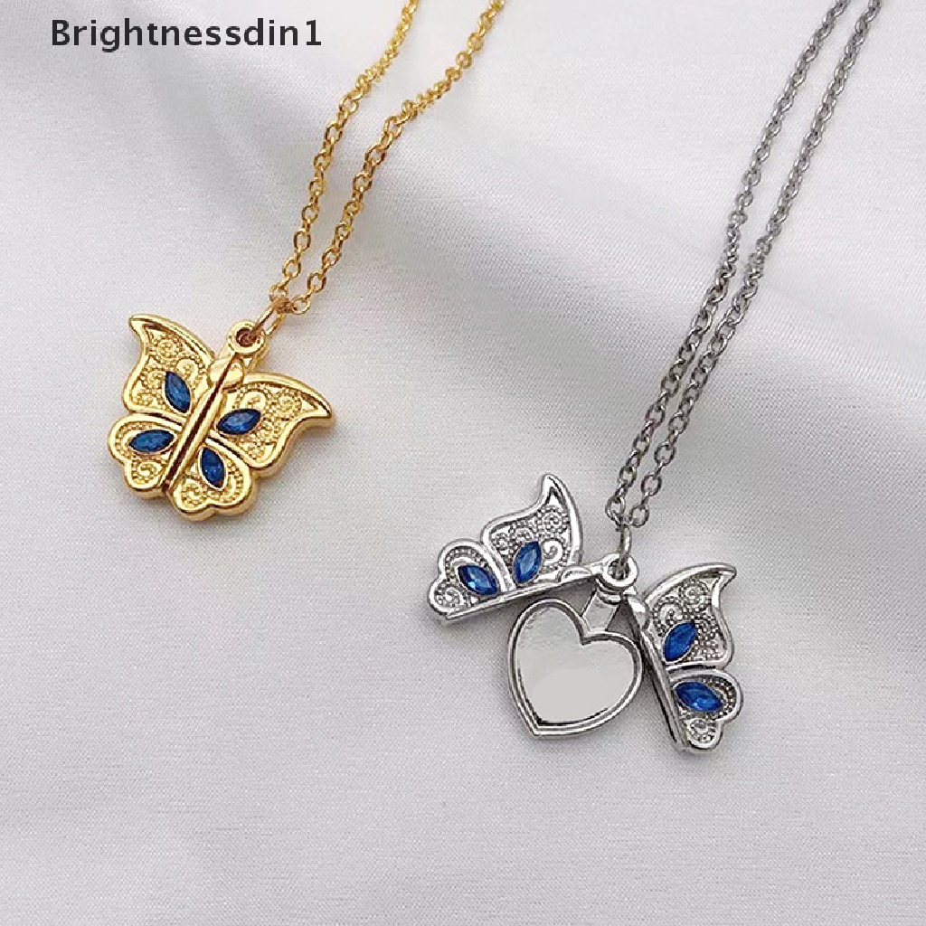 [Brightnessdin1] I Love You Heart Luckly Butterfly Clavicle Chain/Gadis Kalung Liontin Stainless Steel/Kalung Hati Senior Perhiasan Butik