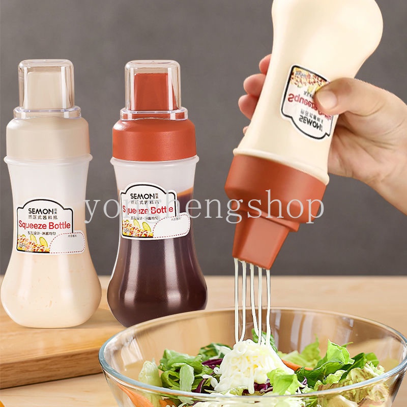 Botol Dispenser Saus Mustard / Mustard / Salad / Minyak Zaitun 350ml Dengan Nozzle Untuk Dapur