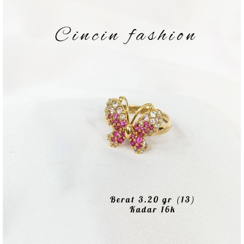 Cincin emas 70 kupu kupu pink