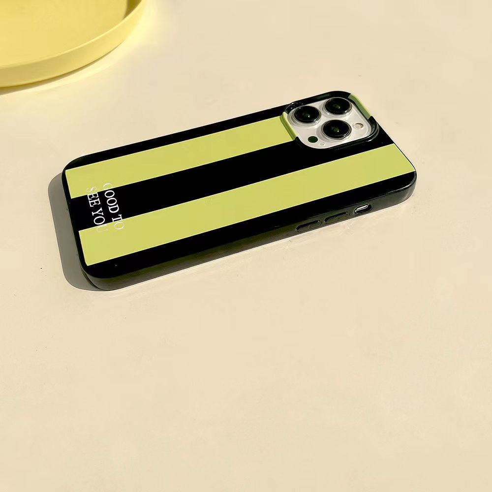 IPHONE Ins Garis Hijau Cocok Untuk Iphone14 14pro 14plus 13 13mini 13pro 13prm iPhone12 7Plus 8Plus Xr XS 13 12mini Pro Max Empat Sudut Casing Ponsel Tahan Guncangan