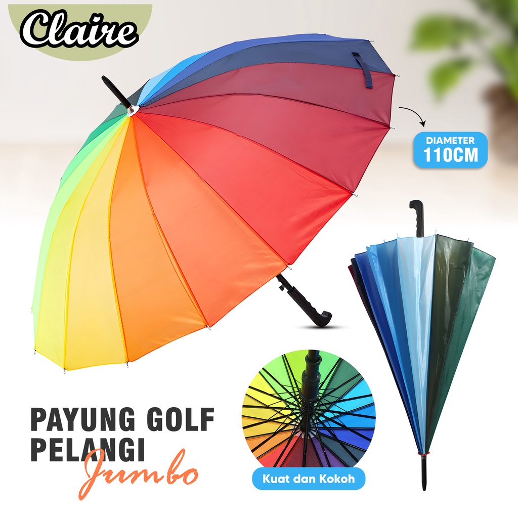 Payung Pelangi 16 Jari Rainbow Umbrella Jumbo / Payung Warna