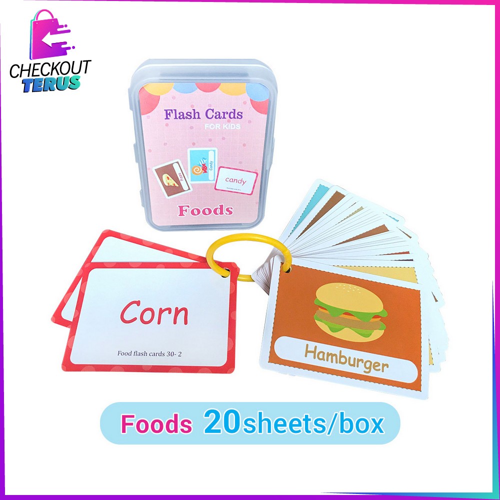 CT M308 Flash Card Bahasa Inggris Mainan Edukasi Anak English Early Education Kartu Pintar Balita Belajar Abjad Buah Import