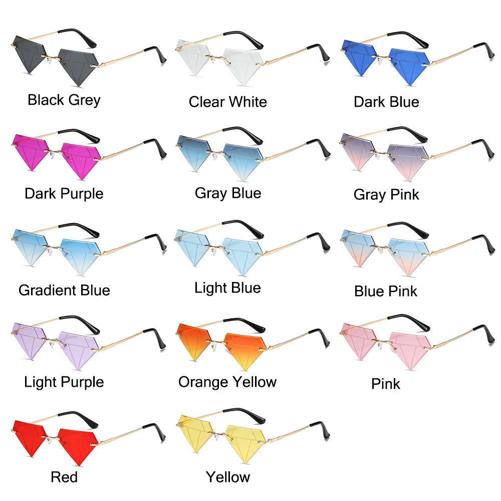 R-flower Triangle Sunglasses Untuk Wanita Festival Rave Party Prom Rimless Sun Glasses