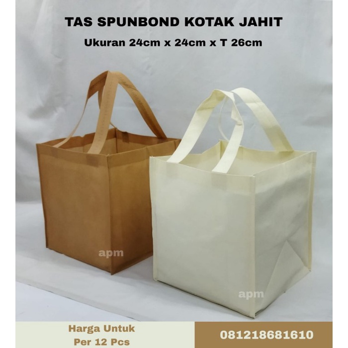 

Tas Spunbond Jahit Ukuran 24x24x26
