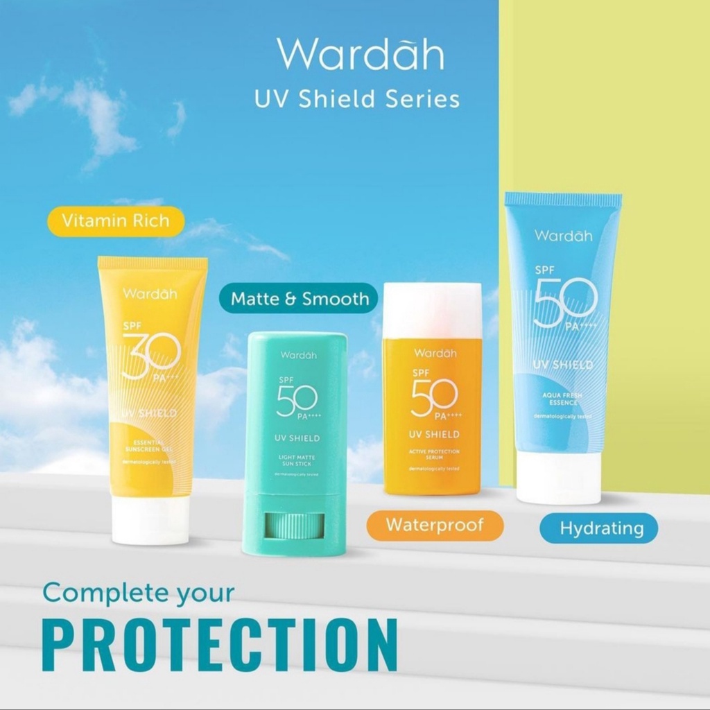 Qeila - WARDAH SUNSCREEN UV SHIELD SERIES SPF 30 AQUA FRESH SPF 50 ACTIVE PROTECTION SPF 50 LIGHT MATTE SUN STICK