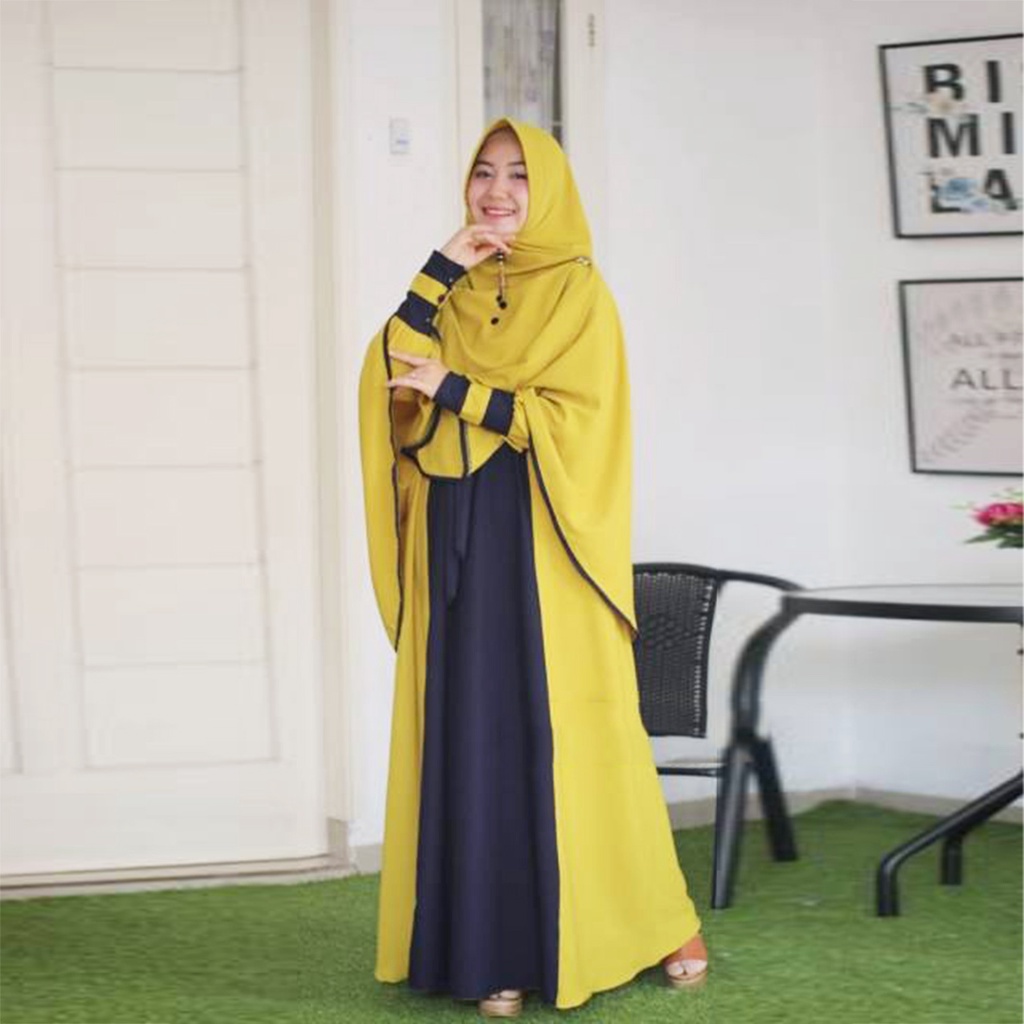 Gamis Syari Set Khimar Pet bahan wollycrepe FARHANA