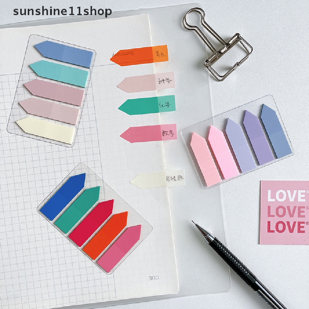 Sho 1Set Vintage Morandi Warna Transparan Sticky Notes Paster Stiker Kreatif PET Notepad Indeks Bendera Titik Kunci Label Bookmark Alat Tulis N