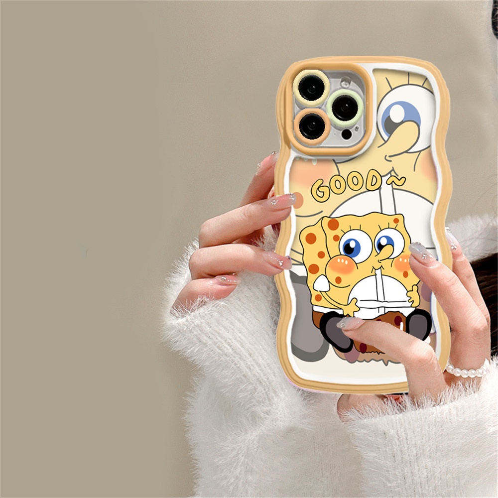 IPHONE Wave Edge Case Untuk Iphone14 14 Pro MAX IPhone13 Pro MAX 11PRO 11PRO MAX 12 12Pro MAX XR XS MAX 6 6S 7 8 Plus SE 2020 Bubble tea SpongeBob Patrick Star TPU Casing Cover