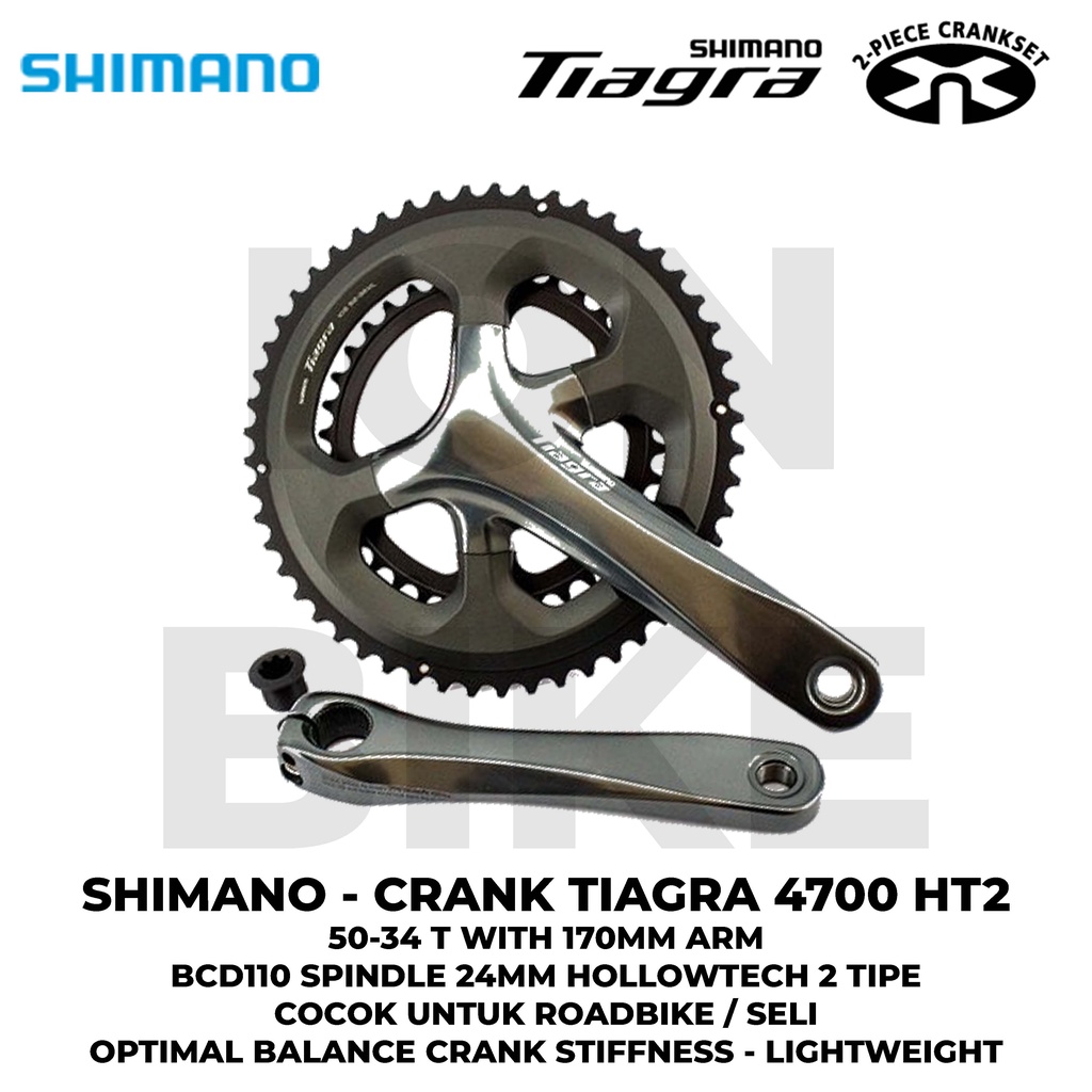 Crank Shimano Tiagra 4700 50-34T Hollowtech 2 Crankset 50 34 T HT2 - Dual Double Set 50 34T Murah Se