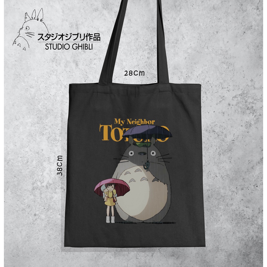 Tote bag Anime Totoro Hitam Tote bag premium Totebag seleting totebag Termurah Bahan Blacu