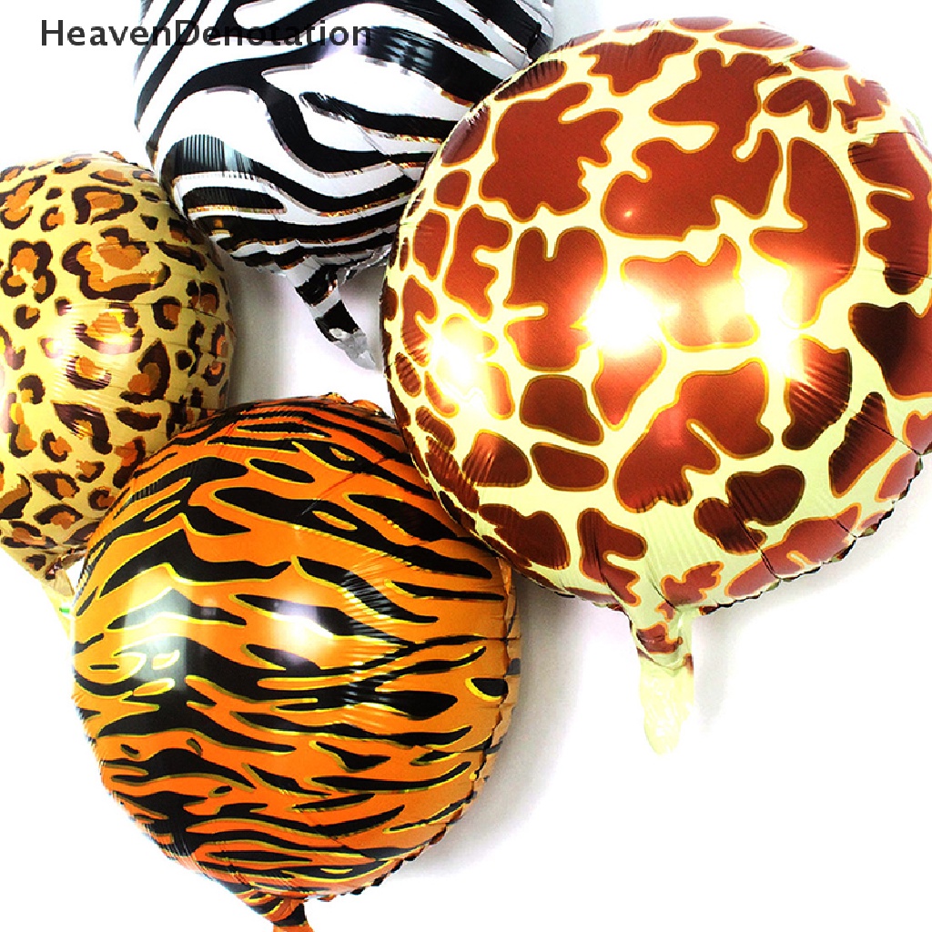 [HeavenDenotation] 4 Pcs 18 Inci Hewan Dicetak Harimau Zebra Leopard Foil Balon Perlengkapan Tema Kebun Binatang HDV