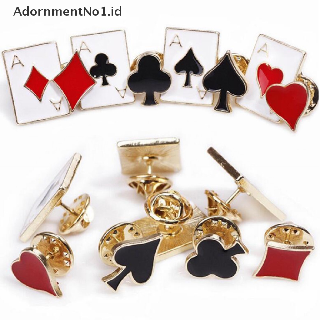 [AdornmentNo1] 4/8pcs Enamel Poker Bros Kecil Poker Manset Pin Kerah Lencana Perhiasan [ID]