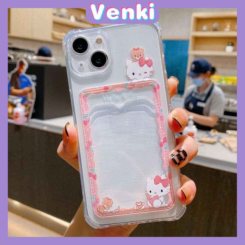 For iPhone 14 Pro Max Card Holder Case Clear Card Storage Back Cover Cute Cartoon Cat Camera Protection Shockproof For iPhone 14 13 12 11 Plus Pro Max 7 Plus X XR