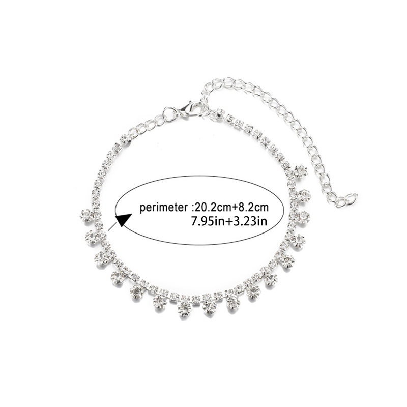 Stonefans Fashion Water Drop Gelang Kaki Berlian Imitasi Rantai Kaki Untuk Wanita Sunmmer Pantai Kristal Kaki Gelang Kaki Sandal Perhiasan