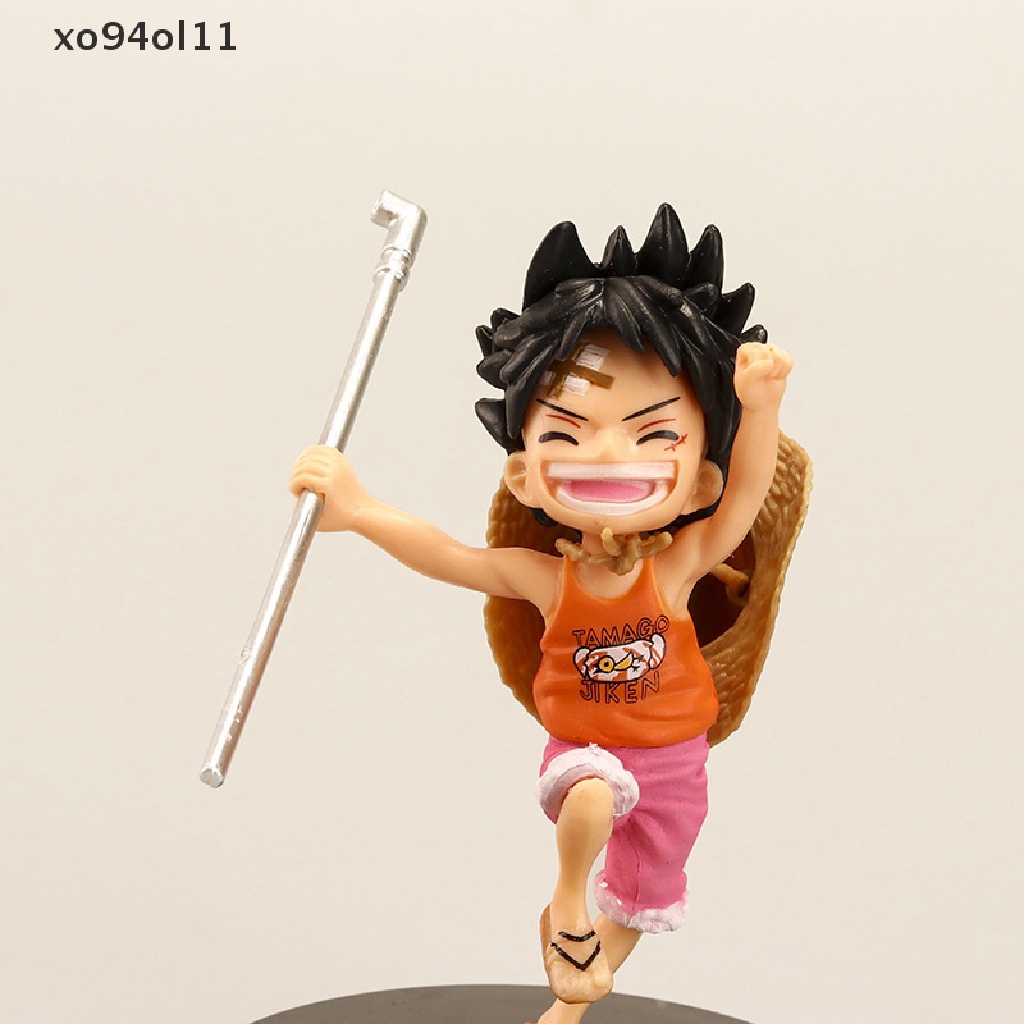 Xo 3Pcs/set Anime One Piece Luffy Ace Sabo PVC Action Figurine Dengan Tongkat PVC Action Figure Model Mainan Boneka Anak Hadiah Masa Kecil OL