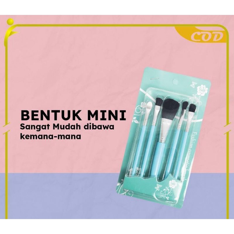 [LGS] KUAS MAKE UP SET 5 IN 1 MINI TRAVEL / PAKET KUAS MAKE UP BRUSH