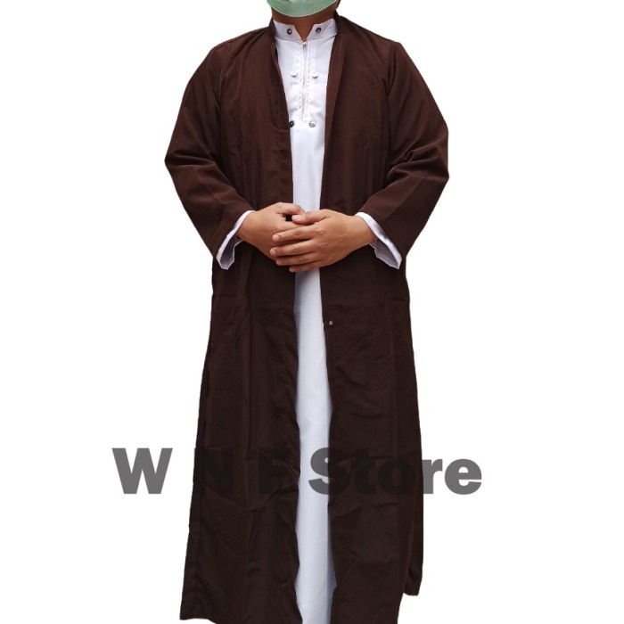 Juba Pria Gamis luaran pria jubah luaran pria grosir toko harga pas Harga-Pas - Cokelat, M Bisa COD 