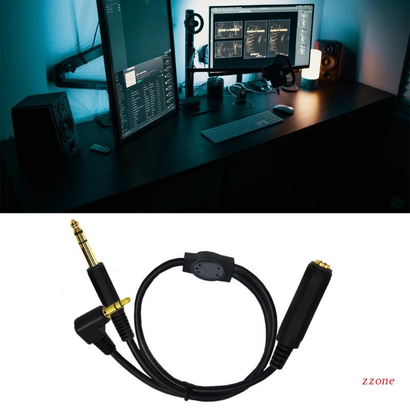 Zzz Lapis Emas 6.35mm 1per4 &quot;Female to 6.35mm 1per4&quot; Male Cable Stereo Adapter Y Splitter Cable 6.35mm to 3.5mm Male