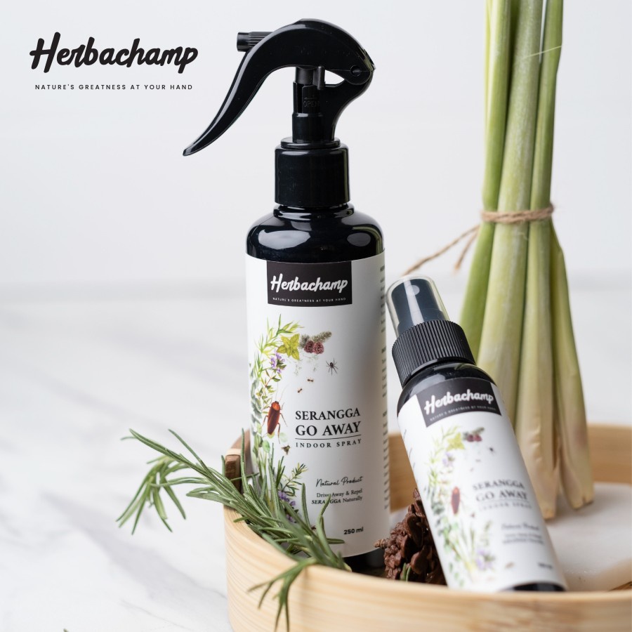 Herbachamp SERANGGA GO AWAY / Spray Cairan Anti Serangga / Bug Repellent (Kecoa, Tomcat, Tungau, Semut, Rayap)