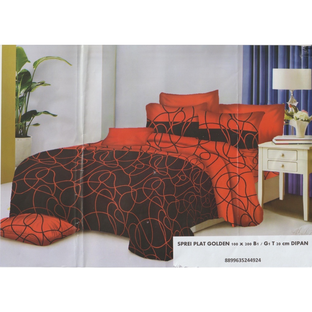 SPREI GOLDEN kamar Plat GOLDEN B1 ukuran 100 x 200cm Bantal 1 Guling 1 Motif Kombinasi Bahan Microfiber