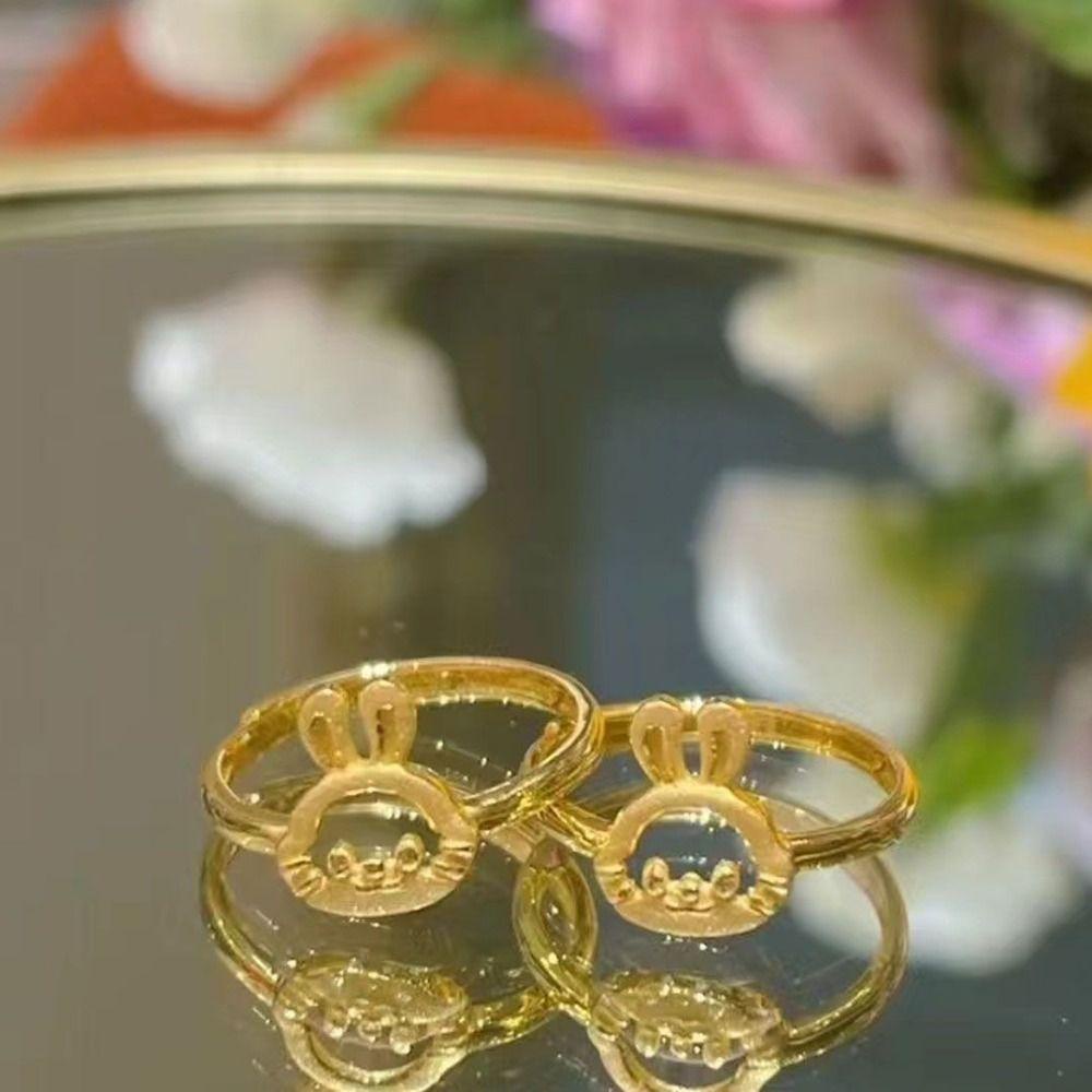 Needway  Cincin Pasangan Lucu Kreatif Matahari &amp; Bulan Menetes Minyak Minoritas Desain Kelinci Kekasih Perhiasan Aksesoris