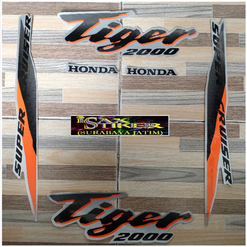 striping original Honda Tiger 2000 silver Lis oren
