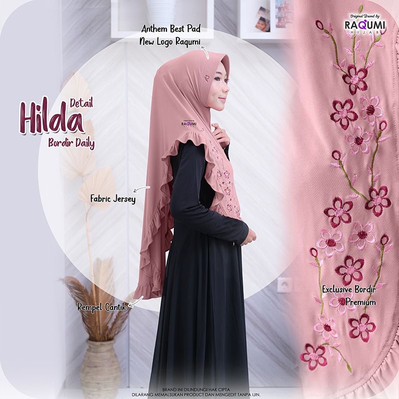 Hijab Bordir Jersey Hilda Original by Raqumi Hijab