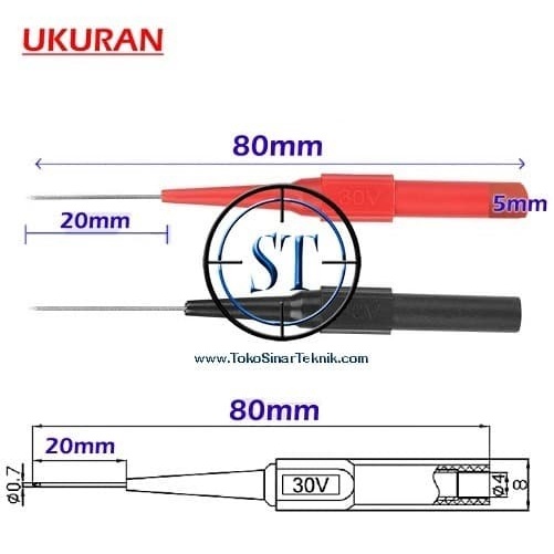 1 Set Jarum Tusuk Kabel Multimeter Needle Puncture Test Probe Micro Pin Merah Hitam