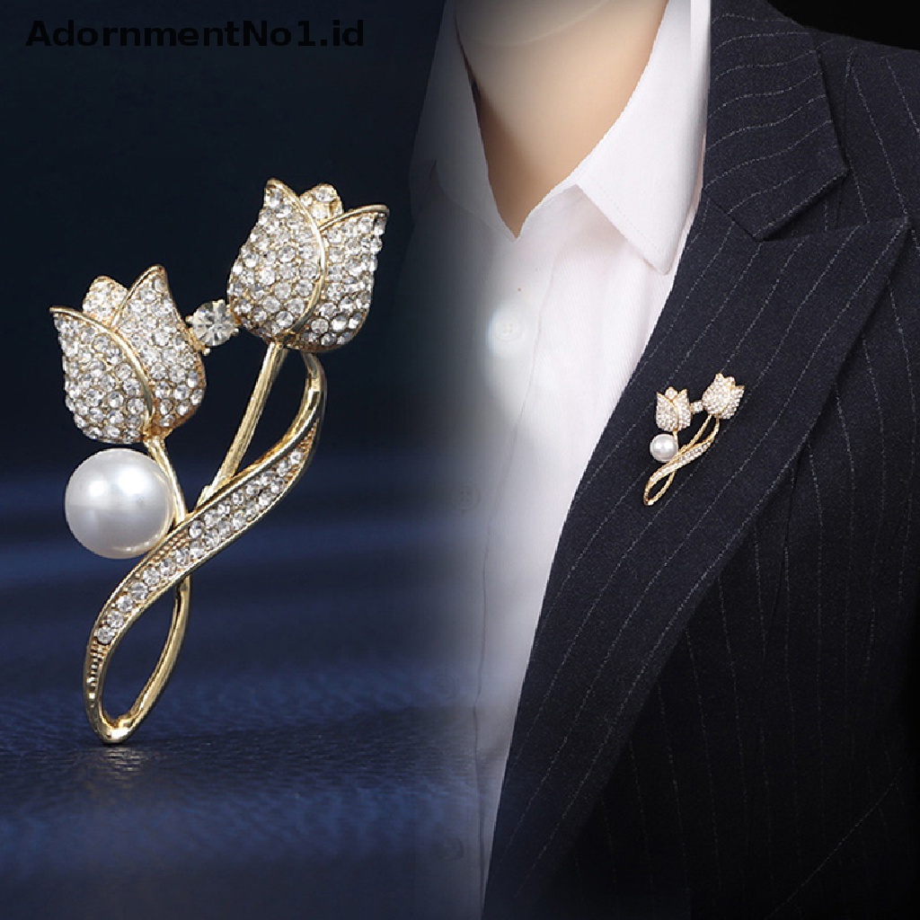 [AdornmentNo1] Fashion Zirkon Tulip Bros Pin Untuk Ransel Kerah Lapel Pin Perhiasan Aksesoris Hadiah Pesta [ID]