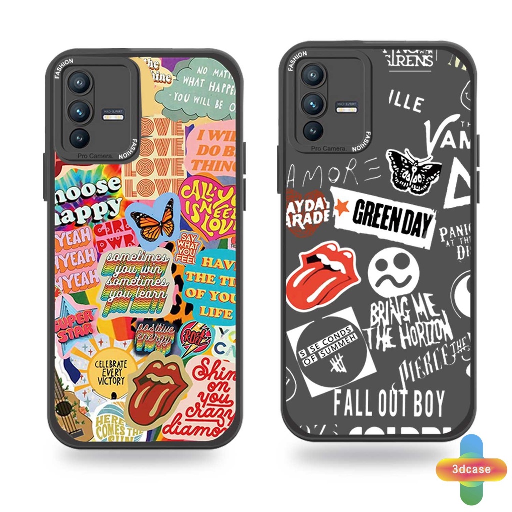 Realme C11 2021 C21Y C15 C21 C25 C20 C3 C12 C25S 5 5S 5i C17 7i C1 C25Y C2 C3i 6i C20A Narzo Ins Trendy Merek Sticker Label Huruf Kupu-Kupu Soft Case