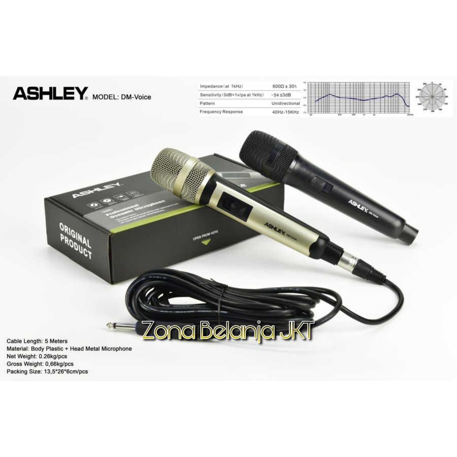 MIC KABEL ASHLEY DM VOICE VOKAL DYNAMIC ORIGINAL