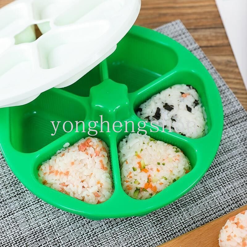Cetakan Sushi / Onigiri / Bola Nasi / Rumput Laut Bentuk Segitiga 6 Sekat Untuk Dapur