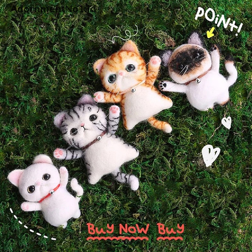 [AdornmentNo1] Mainan Kerajinan Menyenangkan Wol Felt Hewan Kucing Bros Perhiasan Bahan Kit DIY Handmade Toy [ID]