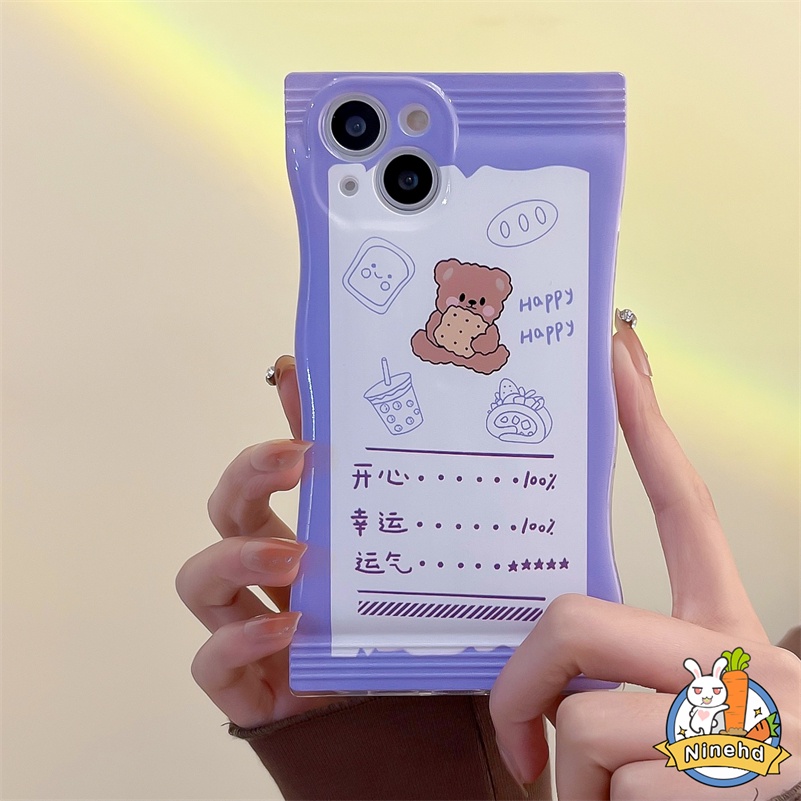 Realme 9 Pro + C35 C31 C30 C21 C21Y C25Y C25 C20 C20A C17 C15 C12 C11 8 8i 7i 5 5i 5s 6i Narzo 50A Prime Ins Gentle Bear Snack Bag Phone Case Glossy Silicone Case Protective Cover