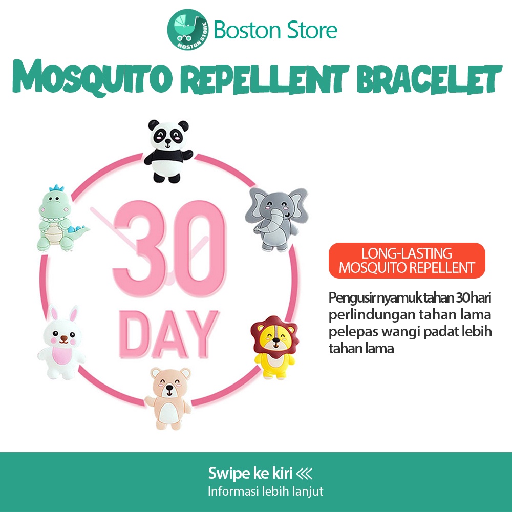 Bostonstore Gelang anak anti nyamuk gelang Cartoon Animal Anti-Mosquito / Mosquito Repellent Baby / Gelang Anak Anti Nyamuk / Gelang Tangan Anti Nyamuk / Gelang Jam Anti Nyamuk Gelang Anti Nyamuk Anak-Anak / Mosquito Repellent Bracellet