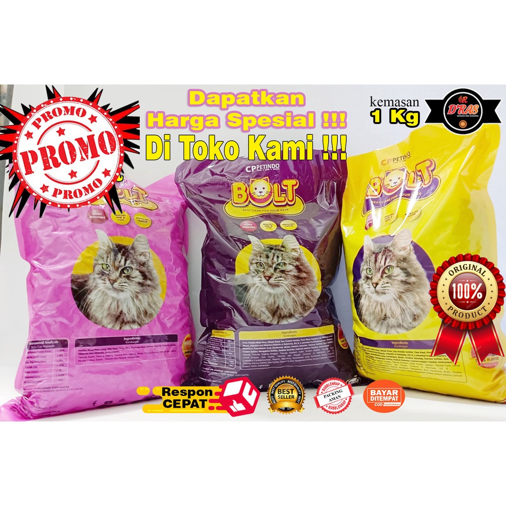 PAKAN KUCING BOLT Pakan Kucing Kering 1kg
