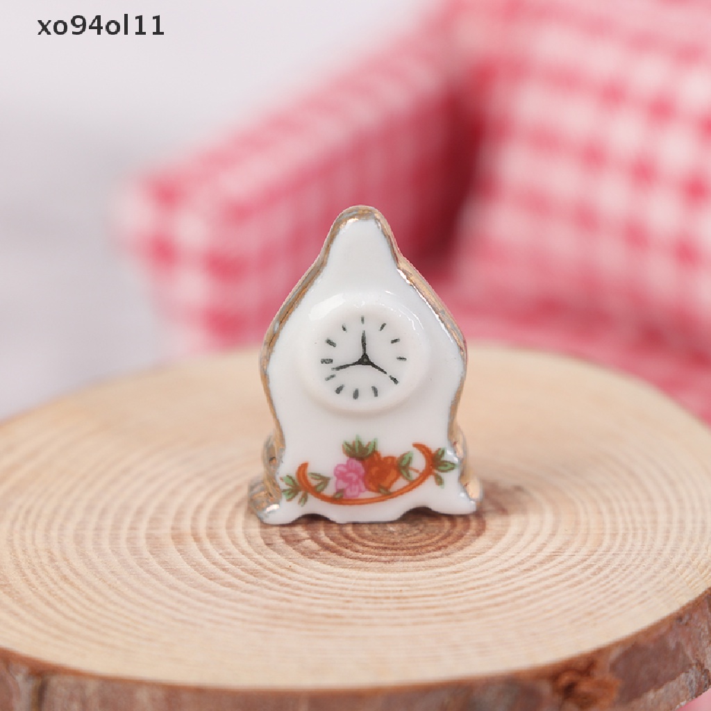 Xo 3pcs/Set Miniatur Rumah Boneka Teko Motif Bunga+Jam Set Furniture Dapur OL