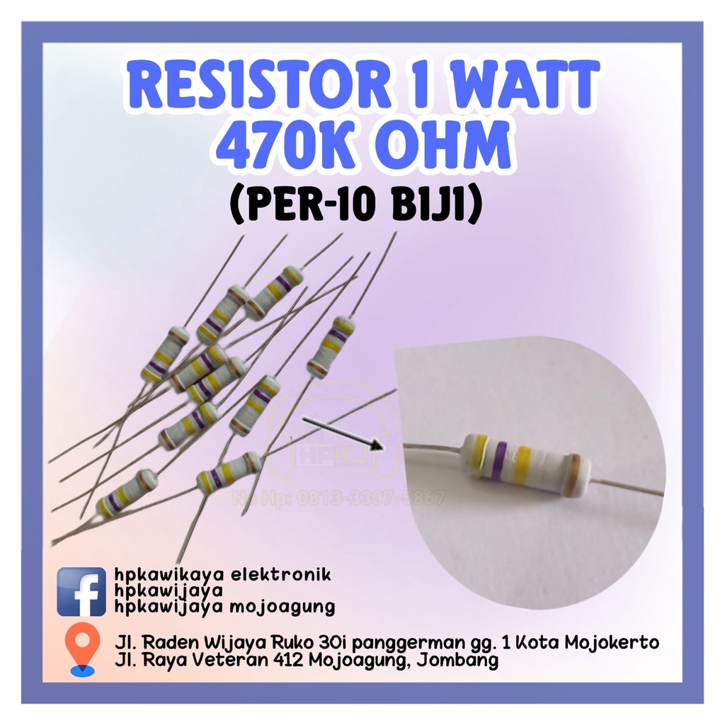 ( 10PCS ) RESISTOR 1 WATT 470K OHM 1watt 470K ohm R 1 watt 470k ohm