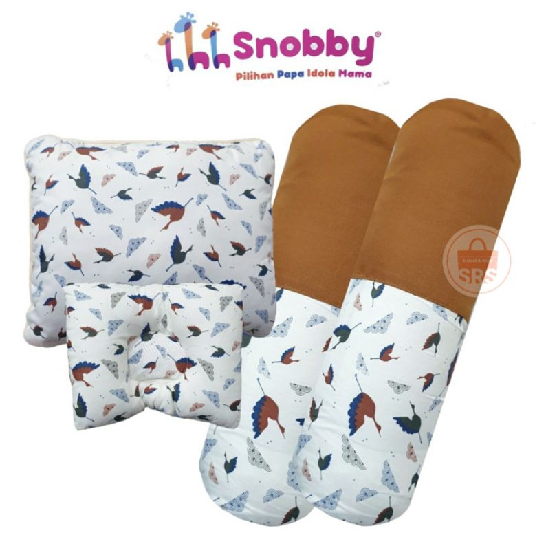 4 in 1 | 3 in 1 | Snobby BANTAL Bayi Set (1 Peyang + 2 Guling) Bantal Guling Baby Summit | Swan Series BANTAL GULING